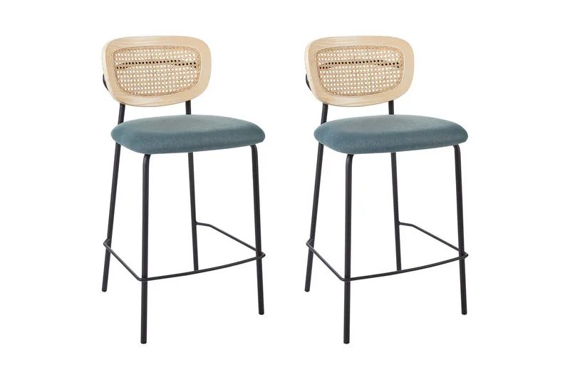Barstol Beliani Mayetta set om 2 Natur-Beige-Svart Teal VALUE_MISSING_18130