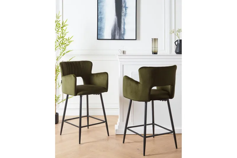Barstol Beliani Sanilac set om 2 Blå-Svart Olive green VALUE_MISSING_18023 - Huonekalut - Tuoli & nojatuoli - Baarituoli