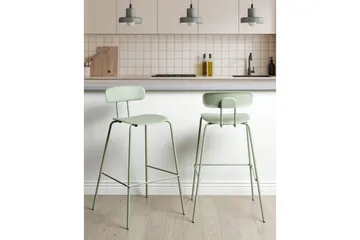 Barstol Beliani Sibley set om 2 Grön Light green - Huonekalut - Tuoli & nojatuoli - Baarituoli