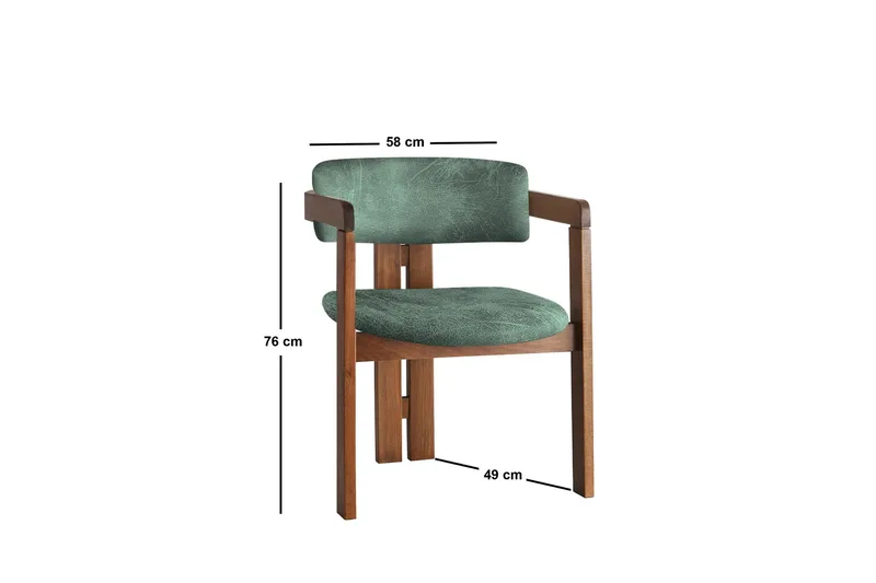 Dellon Käsinojatuoli - Pähkinäpuu/Vihreä - Huonekalut - Tuoli & nojatuoli - Ruokapöydän tuolit