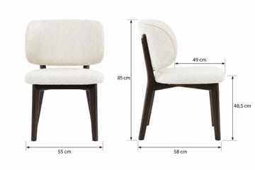 Eira ruokatuoli ja keittiötuoli puusta savustetun tammen näköisenä, pyöristetyllä selkänojalla ja kangasistuimella - Beige - Huonekalut - Tuoli & nojatuoli - Ruokapöydän tuolit