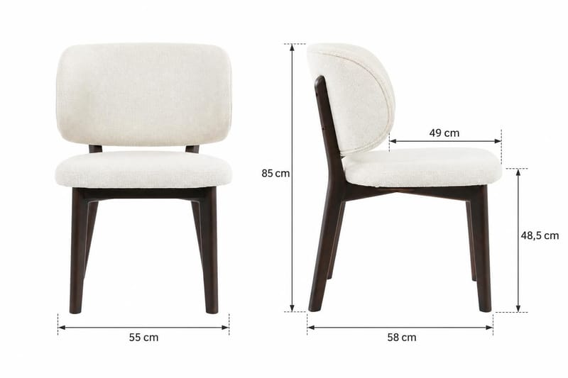 Eira ruokatuoli ja keittiötuoli puusta savustetun tammen näköisenä, pyöristetyllä selkänojalla ja kangasistuimella - Beige - Huonekalut - Tuoli & nojatuoli - Ruokapöydän tuolit