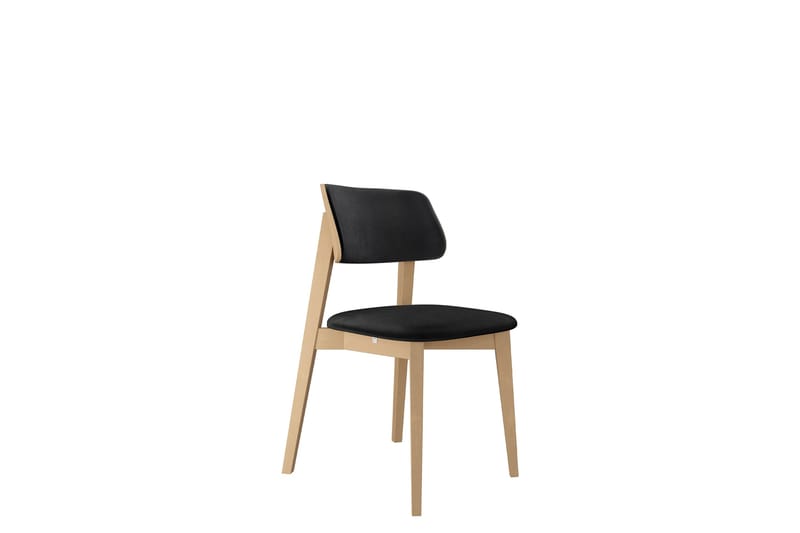 Ferrara ruokatuoli samettia puujalustalla, Musta|Beige