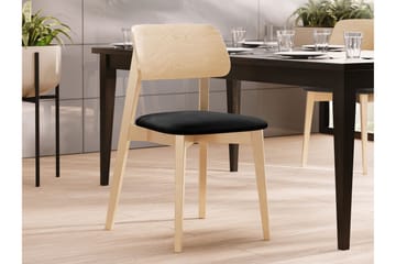Ferrara ruokatuoli puuta kangasyksityiskohdilla - Musta|Beige - Huonekalut - Tuoli & nojatuoli - Ruokapöydän tuolit