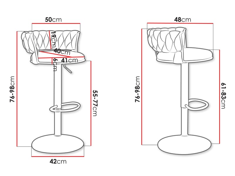 Garrick Baarituoli 76 cm 2-pakkaus - Musta - Huonekalut - Tuoli & nojatuoli - Baarituoli