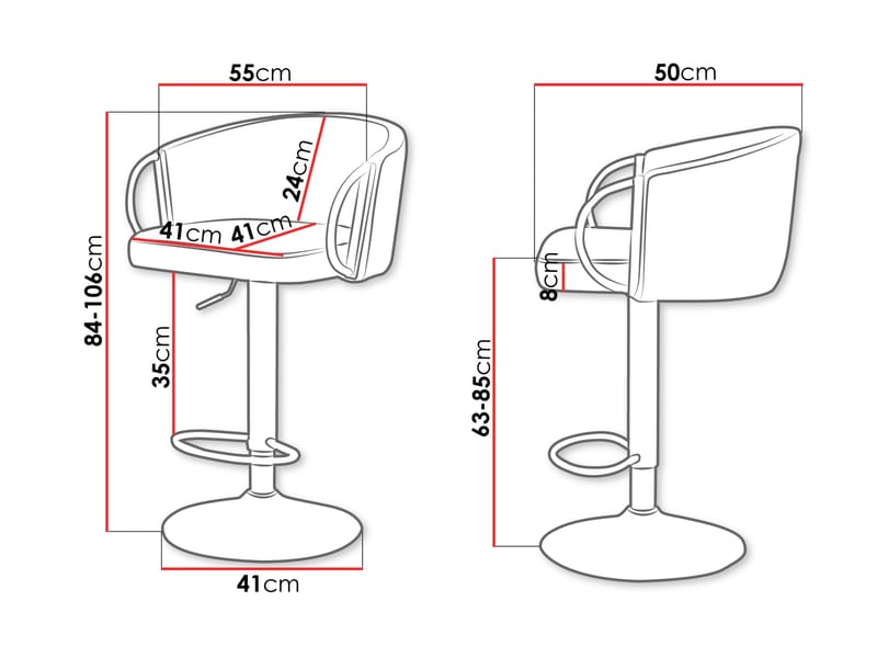 Garrick Baarituoli 84 cm 2-pakkaus - Harmaa - Huonekalut - Tuoli & nojatuoli - Baarituoli