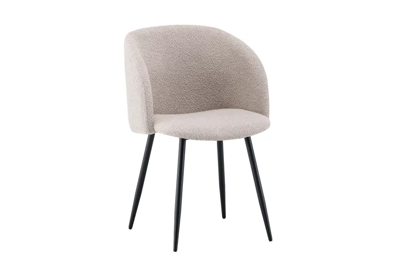 Greya-ruokapöydän tuoli käsinojilla - Beige buklee / mustat metallijalat - Huonekalut - Tuoli & nojatuoli - Ruokapöydän tuolit