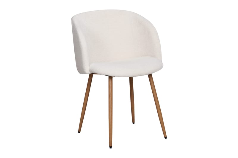 Greya Ruokapöydän tuoli käsinojilla, Valkoinen Bouclé / Metallijalat Ruskea