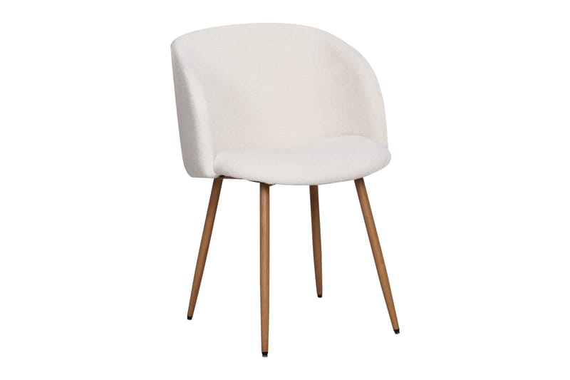 Greya Ruokapöydän tuoli käsinojilla - Valkoinen Bouclé / Metallijalat Ruskea - Huonekalut - Tuoli & nojatuoli - Ruokapöydän tuolit