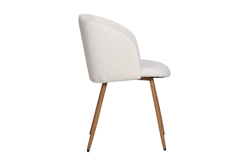 Greya Ruokapöydän tuoli käsinojilla - Valkoinen Bouclé / Metallijalat Ruskea - Huonekalut - Tuoli & nojatuoli - Ruokapöydän tuolit