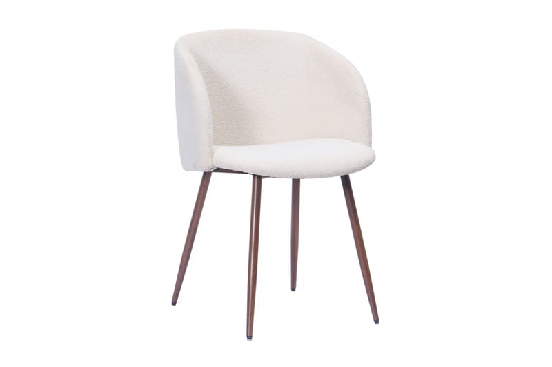 Greya Ruokatuoli käsinojilla, Valkoinen buklee / Metallijalat pähkinä