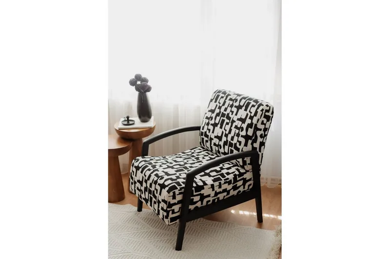 Illen Öronlappsfåtölj - Musta/Valkoinen - Huonekalut - Tuoli & nojatuoli - Nojatuoli & lepotuoli