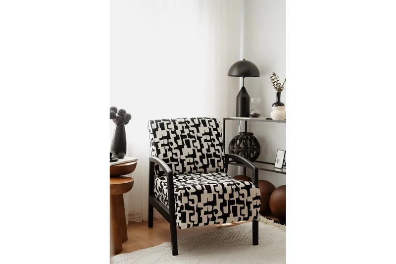 Illen Öronlappsfåtölj, Musta/Valkoinen