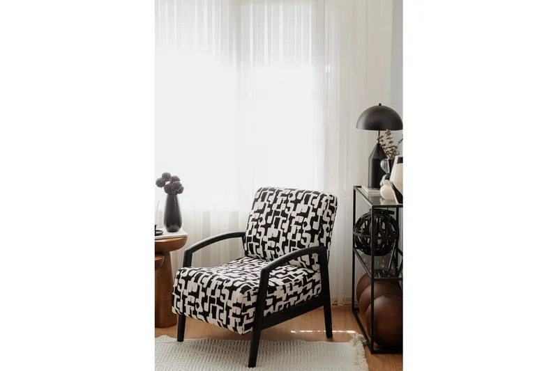 Illen Öronlappsfåtölj - Musta/Valkoinen - Huonekalut - Tuoli & nojatuoli - Nojatuoli & lepotuoli