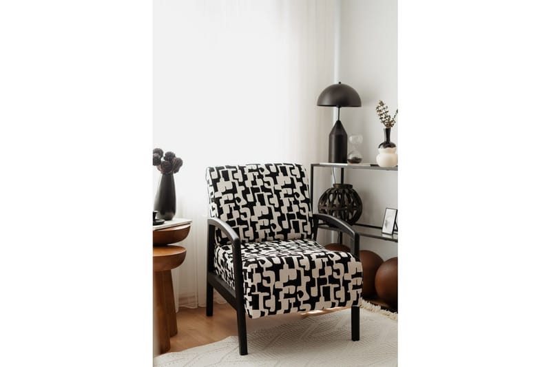 Illen Öronlappsfåtölj, Musta/Valkoinen