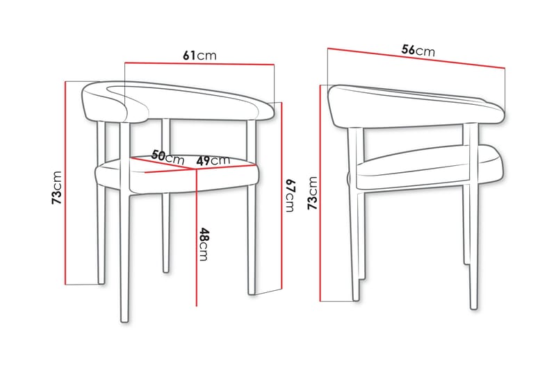 Jacklyn Karmituoli - Harmaa/Musta - Huonekalut - Tuoli & nojatuoli - Ruokapöydän tuolit