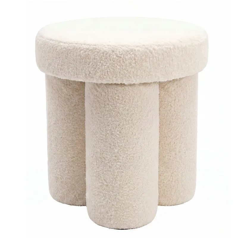 Ölvik pyöreä istuinrahi 40 cm teddy-kankaasta, vaalea kermanvärinen