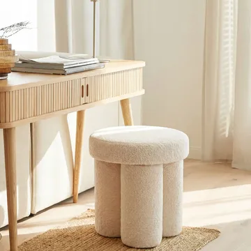 Ölvik pyöreä istuinrahi 40 cm teddy-kankaasta - vaalea kermanvärinen - Huonekalut - Tuoli & nojatuoli - Jakkara & jalkarahi - Säkkirahi