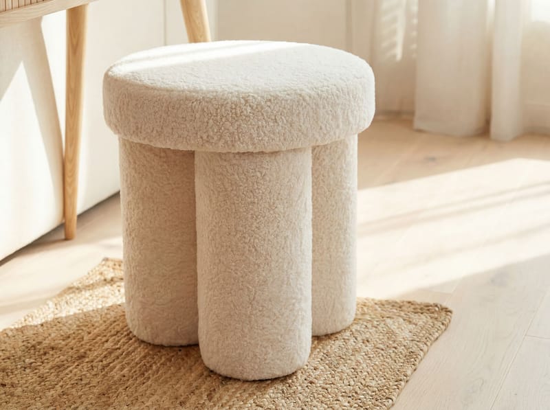 Ölvik pyöreä istuinrahi 40 cm teddy-kankaasta - vaalea kermanvärinen - Huonekalut - Tuoli & nojatuoli - Jakkara & jalkarahi - Säkkirahi