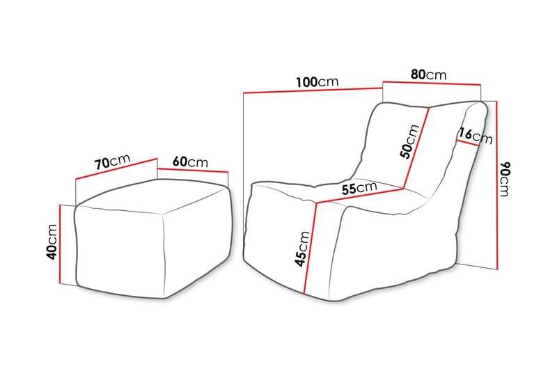 Afridi Istuinrahi Ulkokäyttöön 100 cm - Beige - Huonekalut - Tuoli & nojatuoli - Jakkara & jalkarahi - Säkkirahi