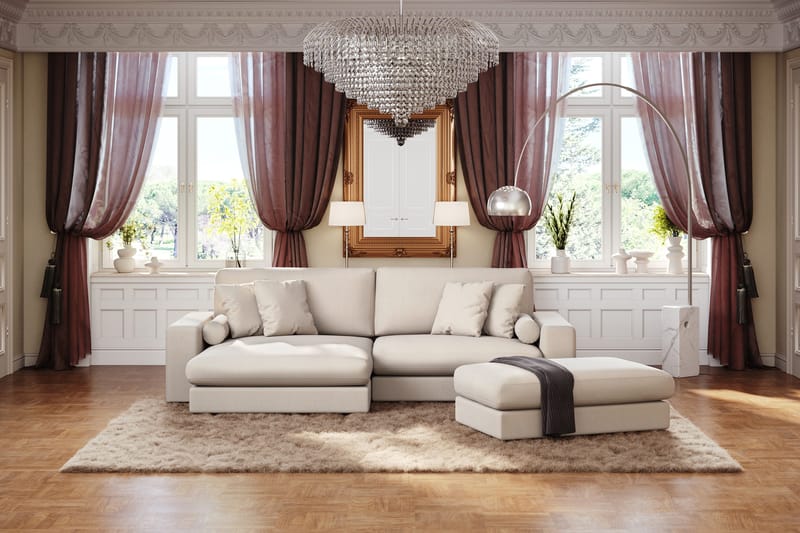 Arken Lyx Suorakulmainen Rahi Kankaasta - Vaalea beige - Huonekalut - Tuoli & nojatuoli - Jakkara & jalkarahi - Rahi