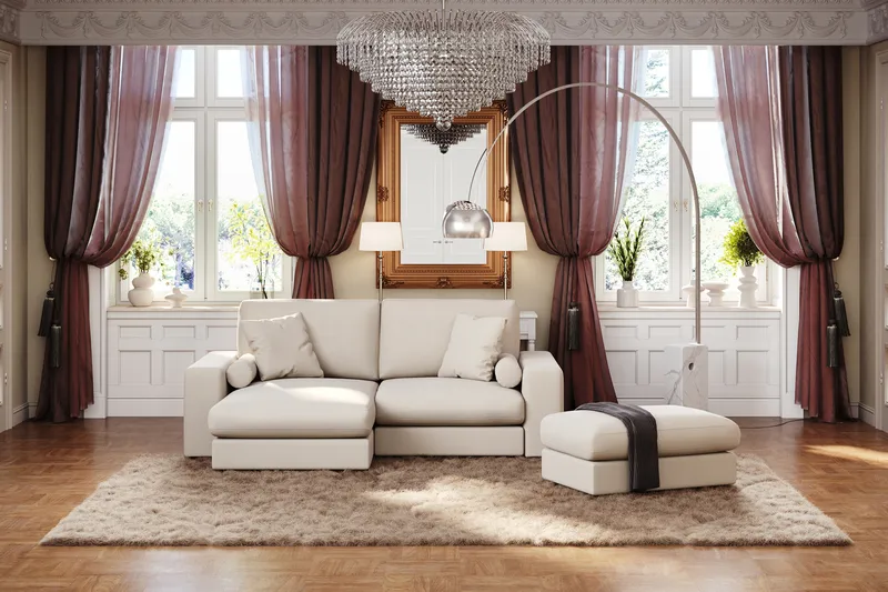 Arken Lyx Suorakulmainen Rahi Kankaasta - Vaalea beige - Huonekalut - Tuoli & nojatuoli - Jakkara & jalkarahi - Rahi