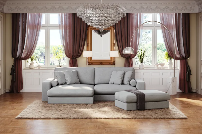 Arken Lyx Suorakulmainen Rahi Kankaasta - Vaaleanharmaa - Huonekalut - Tuoli & nojatuoli - Jakkara & jalkarahi - Rahi