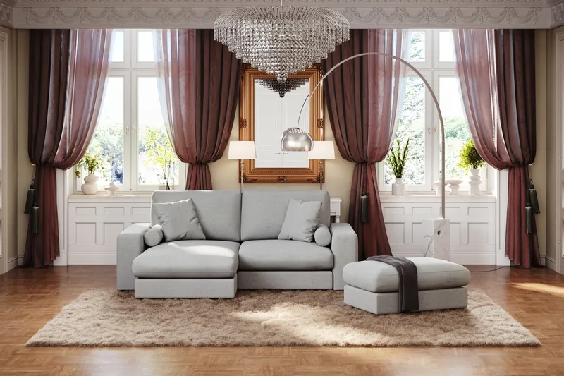 Arken Lyx Suorakulmainen Rahi Kankaasta - Vaaleanharmaa - Huonekalut - Tuoli & nojatuoli - Jakkara & jalkarahi - Rahi