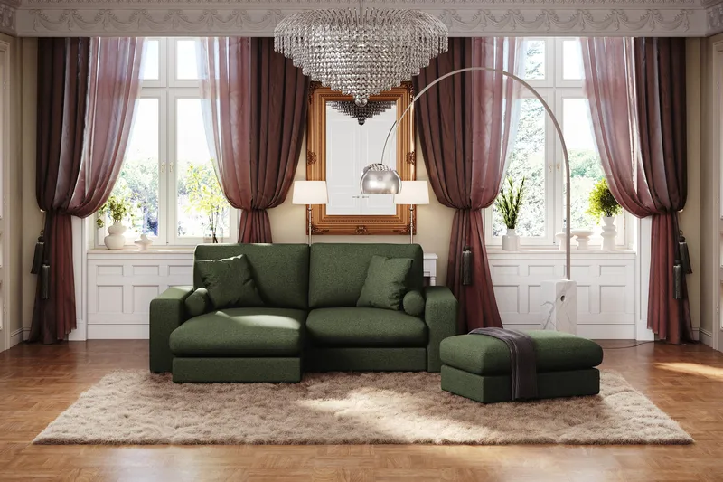 Arken Lyx Suorakulmainen Rahi Kankaasta - Vihreä - Huonekalut - Tuoli & nojatuoli - Jakkara & jalkarahi - Rahi