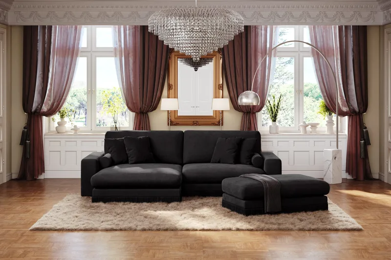 Arken Lyx Suorakulmainen Rahi Sametista - Musta - Huonekalut - Tuoli & nojatuoli - Jakkara & jalkarahi - Rahi