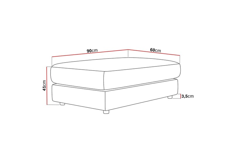 Arken Lyx Suorakulmainen Rahi Sametista - Tummanharmaa - Huonekalut - Tuoli & nojatuoli - Jakkara & jalkarahi - Rahi