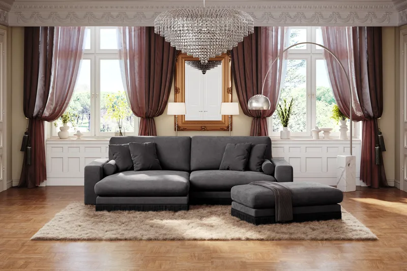 Arken Lyx Suorakulmainen Rahi Sametista - Tummanharmaa - Huonekalut - Tuoli & nojatuoli - Jakkara & jalkarahi - Rahi