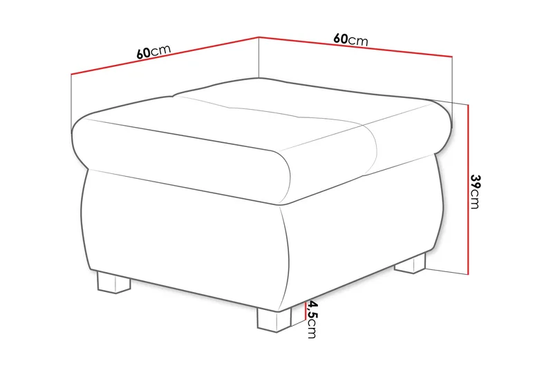 Cerys jalkatuoli 60 cm - Valkoinen/Tummanharmaa - Huonekalut - Tuoli & nojatuoli - Jakkara & jalkarahi - Rahi