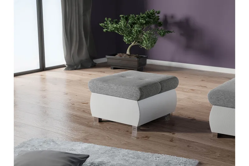 Cerys Rahi 60 cm - Valkoinen / Harmaa - Huonekalut - Tuoli & nojatuoli - Jakkara & jalkarahi - Rahi