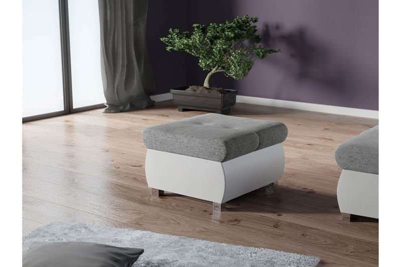 Cerys Rahi 60 cm - Valkoinen / Harmaa - Huonekalut - Tuoli & nojatuoli - Jakkara & jalkarahi - Rahi