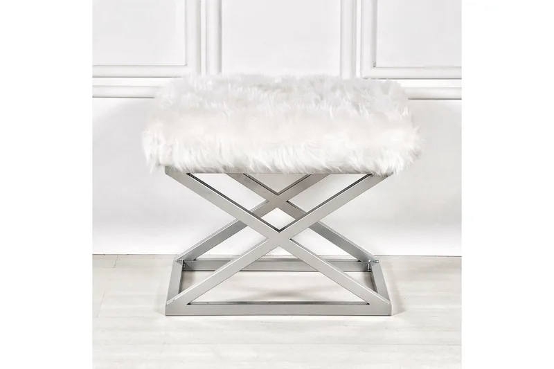 Gillie Rahipöytä 40 cm - Hopea/Valkoinen - Huonekalut - Tuoli & nojatuoli - Jakkara & jalkarahi - Säkkirahi