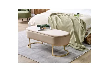 Istuimen penkki Milry Beige/Kulta - Beige/Kulta - Huonekalut - Tuoli & nojatuoli - Jakkara & jalkarahi - Rahi