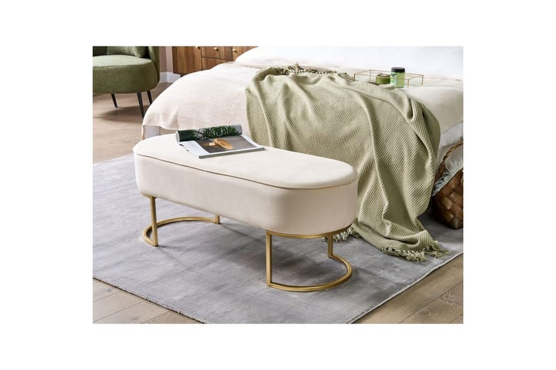 Istuimen penkki Milry Kermanvalkoinen/kulta - Kermanvalkoinen/kulta - Huonekalut - Tuoli & nojatuoli - Jakkara & jalkarahi - Rahi