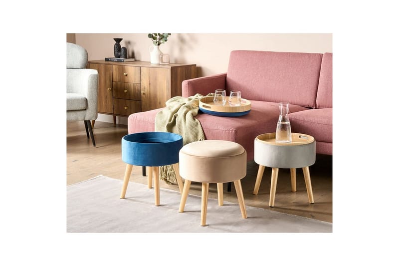 Jakkara Neely Beige - Beige - Huonekalut - Tuoli & nojatuoli - Jakkara & jalkarahi - Rahi