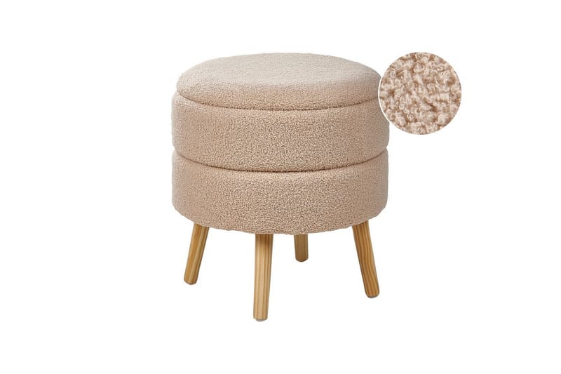 Jakkara Okaton Beige/vaalea puu - Beige/vaalea puu - Huonekalut - Tuoli & nojatuoli - Jakkara & jalkarahi - Rahi