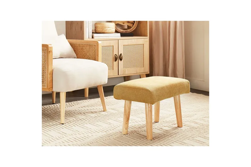 Jakkara Takoma II Keltainen/vaalea puu - Keltainen/vaalea puu - Huonekalut - Tuoli & nojatuoli - Jakkara & jalkarahi - Rahi