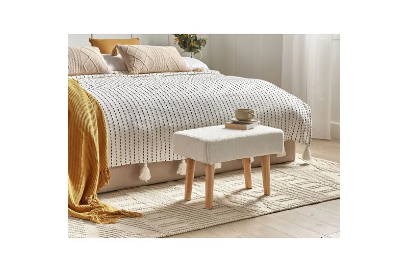 Jakkara Takoma Valkoinen/vaalea puu - Valkoinen/vaalea puu - Huonekalut - Tuoli & nojatuoli - Jakkara & jalkarahi - Rahi