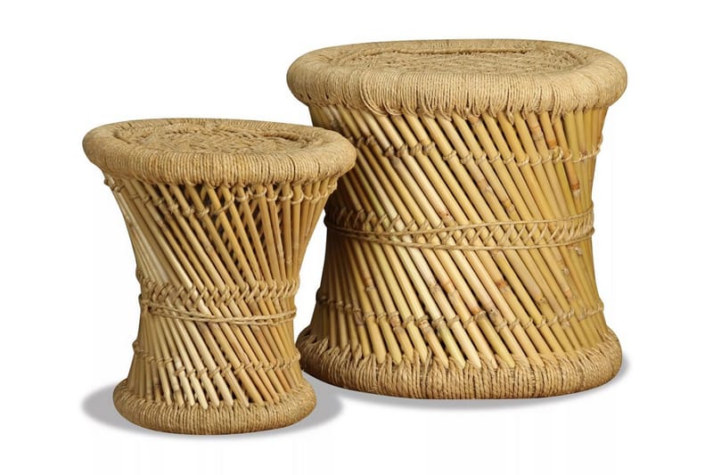 Jakkarat 2 kpl bambu ja juutti - Ruskea - Huonekalut - Tuoli & nojatuoli - Jakkara & jalkarahi
