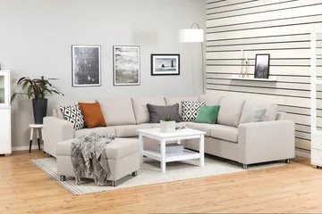 Jalkarahi Nevada säilytyksellä 80x65 - Beige - Huonekalut - Tuoli & nojatuoli - Jakkara & jalkarahi - Rahi