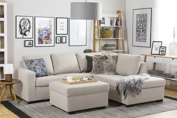 Jalkarahi Nevada säilytyksellä 80x65 - Beige - Huonekalut - Tuoli & nojatuoli - Jakkara & jalkarahi - Rahi