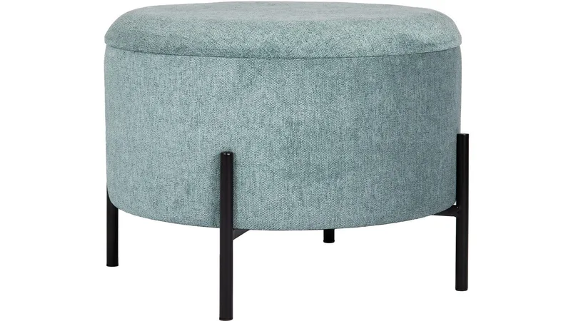 Karan puffi säilytystilalla 55 cm pyöreä, Sinivihreä