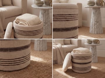 Nirek pyöreä säilytysrahi villakankaasta - vaalea beige - Huonekalut - Tuoli & nojatuoli - Jakkara & jalkarahi - Säkkirahi
