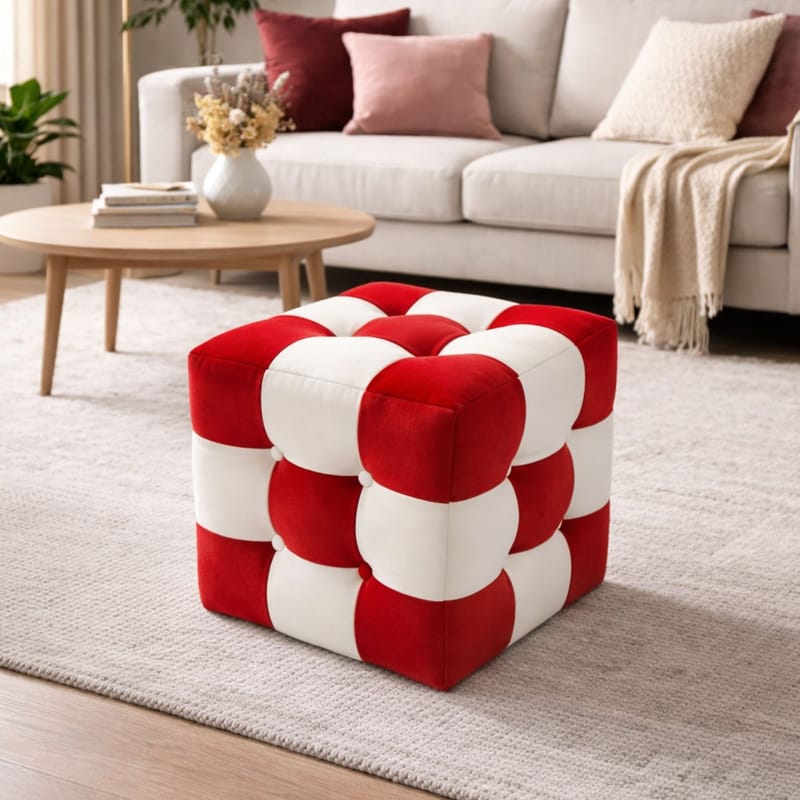 Peticire Istuinrahi 42 cm - Punainen ja valkoinen - Huonekalut - Tuoli & nojatuoli - Jakkara & jalkarahi - Säkkirahi