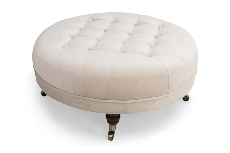 Jalkarahi Chester Deluxe Pyöreä 80 cm Sametti - Beige - Chesterfield-rahi - Rahi