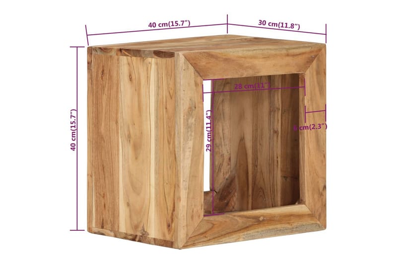 Jakkara 40x30x40 cm täysi akasiapuu - Ruskea - Huonekalut - Tuoli & nojatuoli - Jakkara & jalkarahi - Rahi